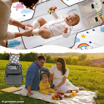 31" X 24.2" Extra Long Large Lightweight Toddler Diaper Changing Pad Travel, Cute Design 1-36 Month Infant Foldable Baby Changing Mat Wipeable, Changing Pad Portable for Station, Car, Stroller