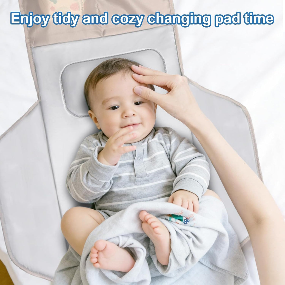 31" X 24.2" Extra Long Large Lightweight Toddler Diaper Changing Pad Travel, Cute Design 1-36 Month Infant Foldable Baby Changing Mat Wipeable, Changing Pad Portable for Station, Car, Stroller