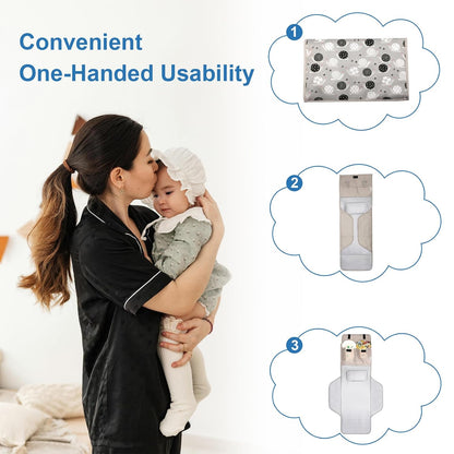 31" X 24.2" Extra Long Large Lightweight Toddler Diaper Changing Pad Travel, Cute Design 1-36 Month Infant Foldable Baby Changing Mat Wipeable, Changing Pad Portable for Station, Car, Stroller