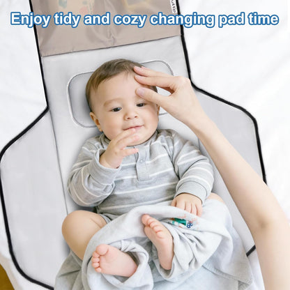 31" X 24.2" Extra Long Large Lightweight Toddler Diaper Changing Pad Travel, Cute Design 1-36 Month Infant Foldable Baby Changing Mat Wipeable, Changing Pad Portable for Station, Car, Stroller