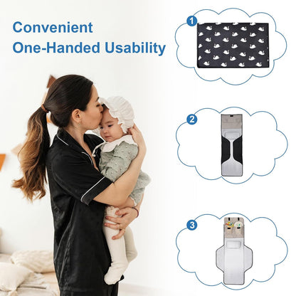 31" X 24.2" Extra Long Large Lightweight Toddler Diaper Changing Pad Travel, Cute Design 1-36 Month Infant Foldable Baby Changing Mat Wipeable, Changing Pad Portable for Station, Car, Stroller
