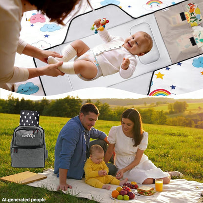 31" X 24.2" Extra Long Large Lightweight Toddler Diaper Changing Pad Travel, Cute Design 1-36 Month Infant Foldable Baby Changing Mat Wipeable, Changing Pad Portable for Station, Car, Stroller