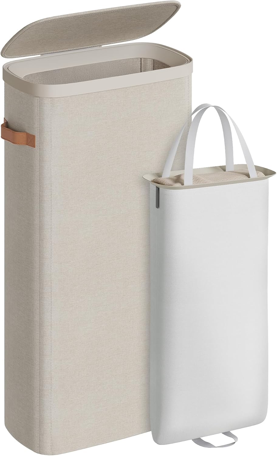 SONGMICS Laundry Basket, 100L Laundry Hamper with Lid, 1 Removable Bag
