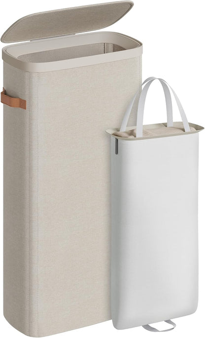 SONGMICS Laundry Basket, 100L Laundry Hamper with Lid, 1 Removable Bag