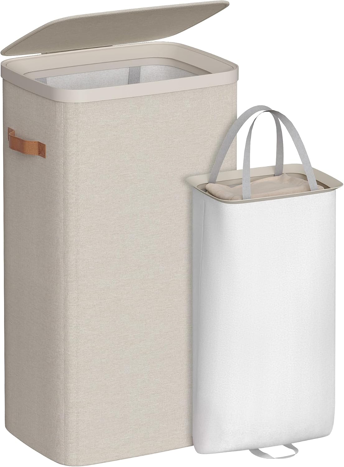 SONGMICS Laundry Basket, 100L Laundry Hamper with Lid, 1 Removable Bag