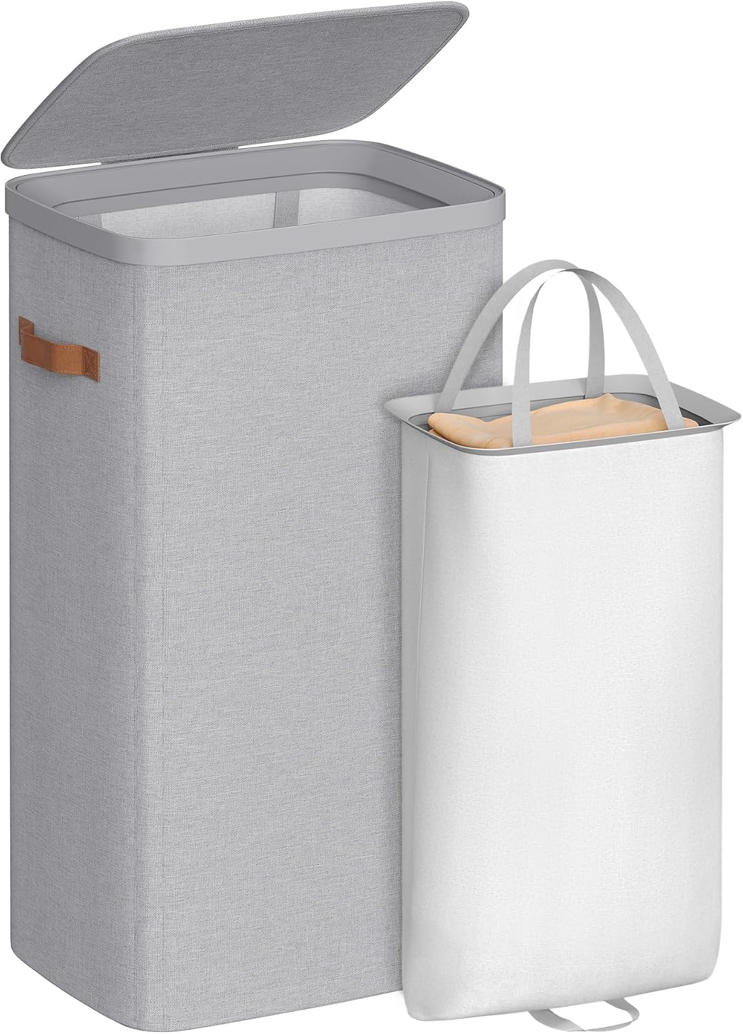 SONGMICS Laundry Basket, 100L Laundry Hamper with Lid, 1 Removable Bag
