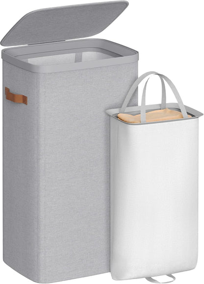 SONGMICS Laundry Basket, 100L Laundry Hamper with Lid, 1 Removable Bag