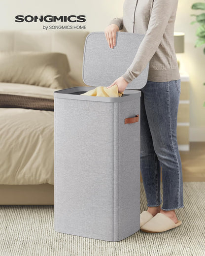 SONGMICS Laundry Basket, 100L Laundry Hamper with Lid, 1 Removable Bag