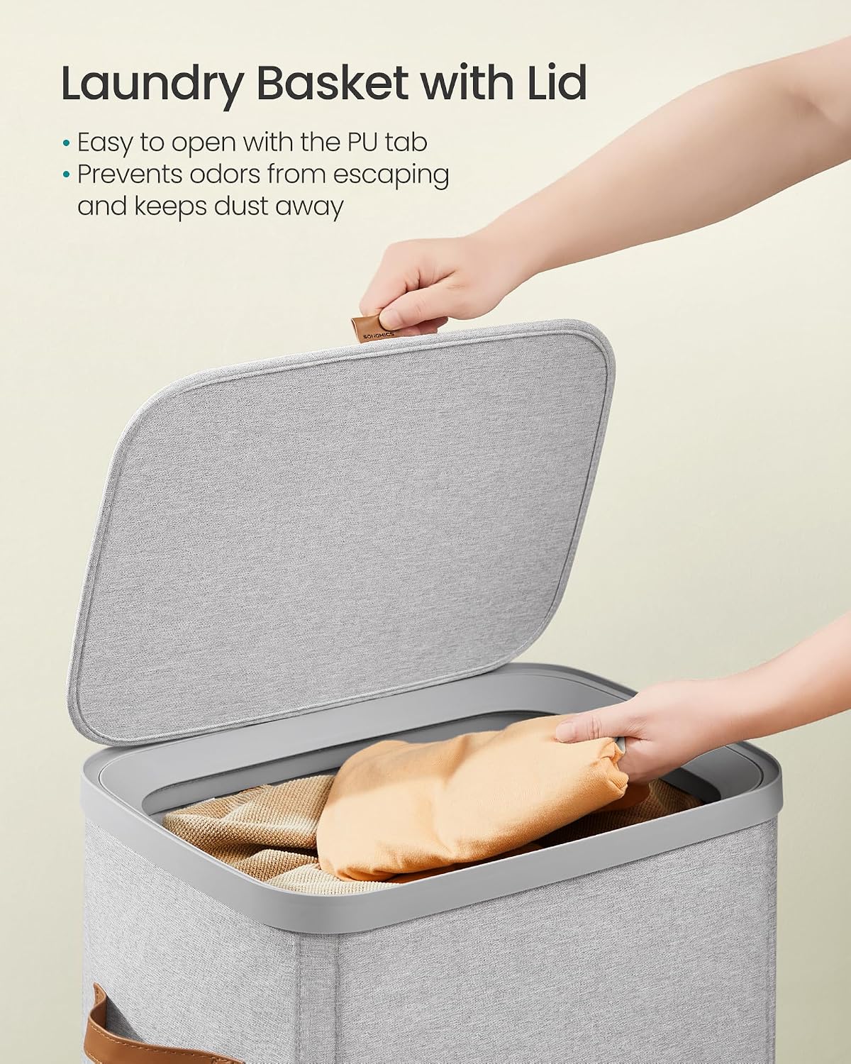 SONGMICS Laundry Basket, 100L Laundry Hamper with Lid, 1 Removable Bag