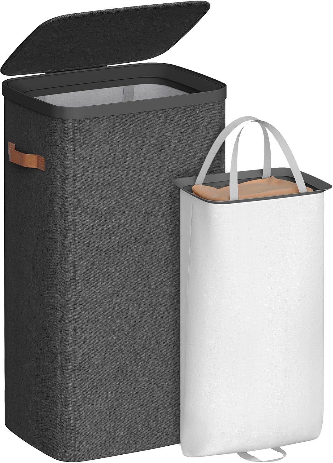 SONGMICS Laundry Basket, 100L Laundry Hamper with Lid, 1 Removable Bag