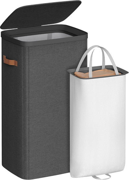 SONGMICS Laundry Basket, 100L Laundry Hamper with Lid, 1 Removable Bag