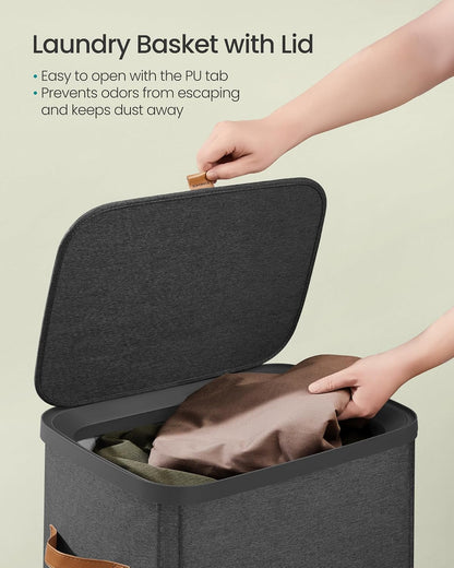 SONGMICS Laundry Basket, 100L Laundry Hamper with Lid, 1 Removable Bag