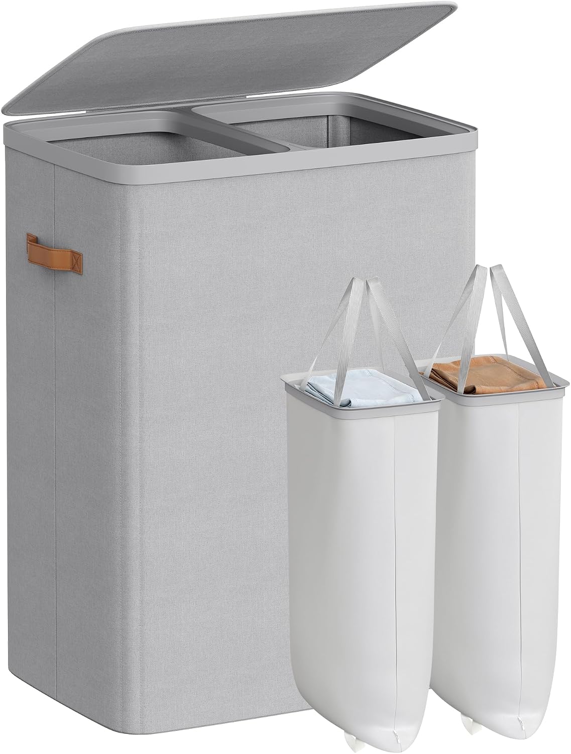SONGMICS Laundry Basket, 100L Laundry Hamper with Lid, 1 Removable Bag