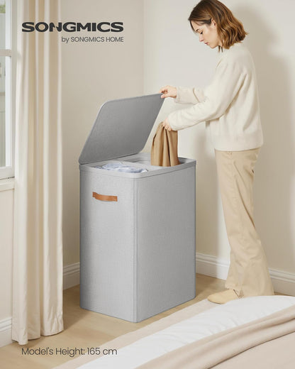 SONGMICS Laundry Basket, 100L Laundry Hamper with Lid, 1 Removable Bag