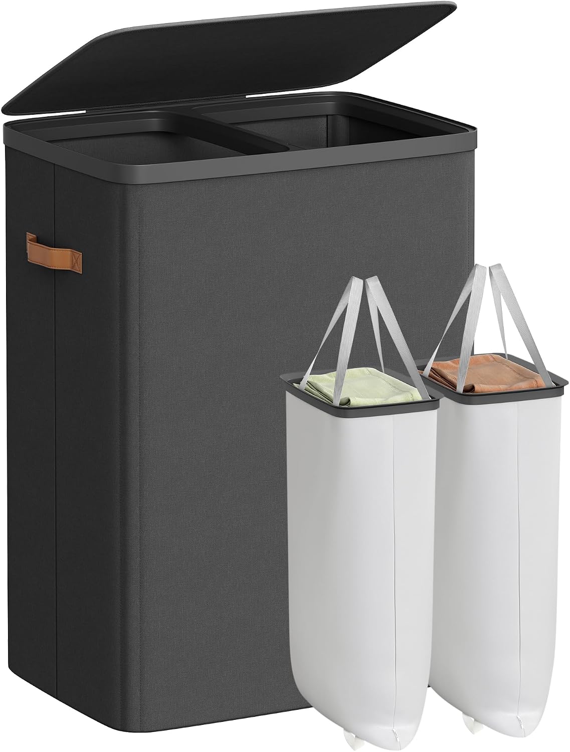 SONGMICS Laundry Basket, 100L Laundry Hamper with Lid, 1 Removable Bag