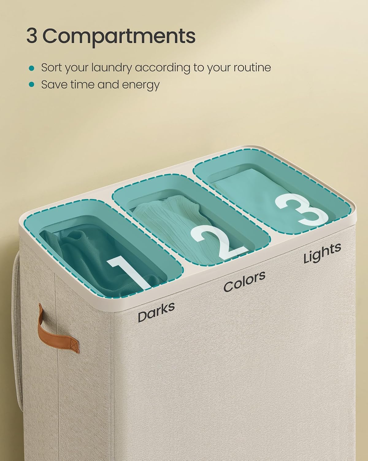 SONGMICS Laundry Basket, 100L Laundry Hamper with Lid, 1 Removable Bag
