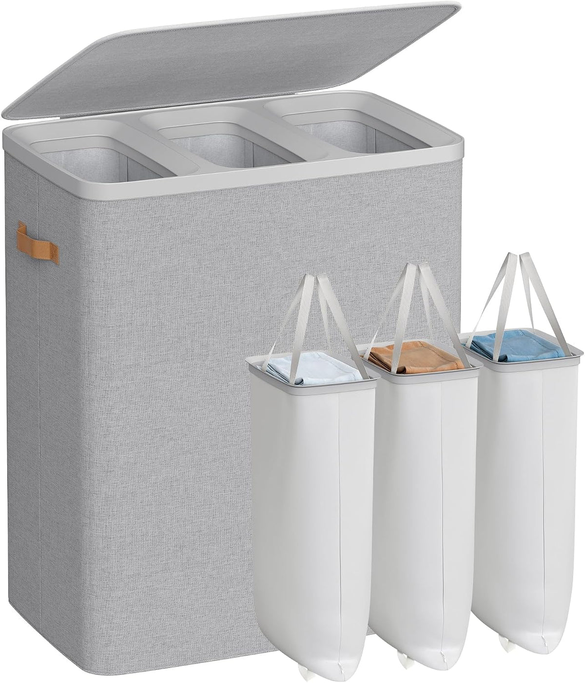 SONGMICS Laundry Basket, 100L Laundry Hamper with Lid, 1 Removable Bag