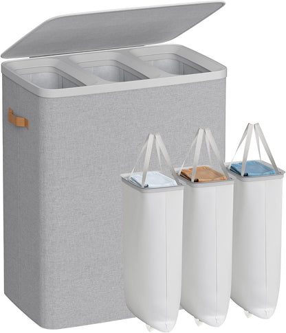 SONGMICS Laundry Basket, 100L Laundry Hamper with Lid, 1 Removable Bag