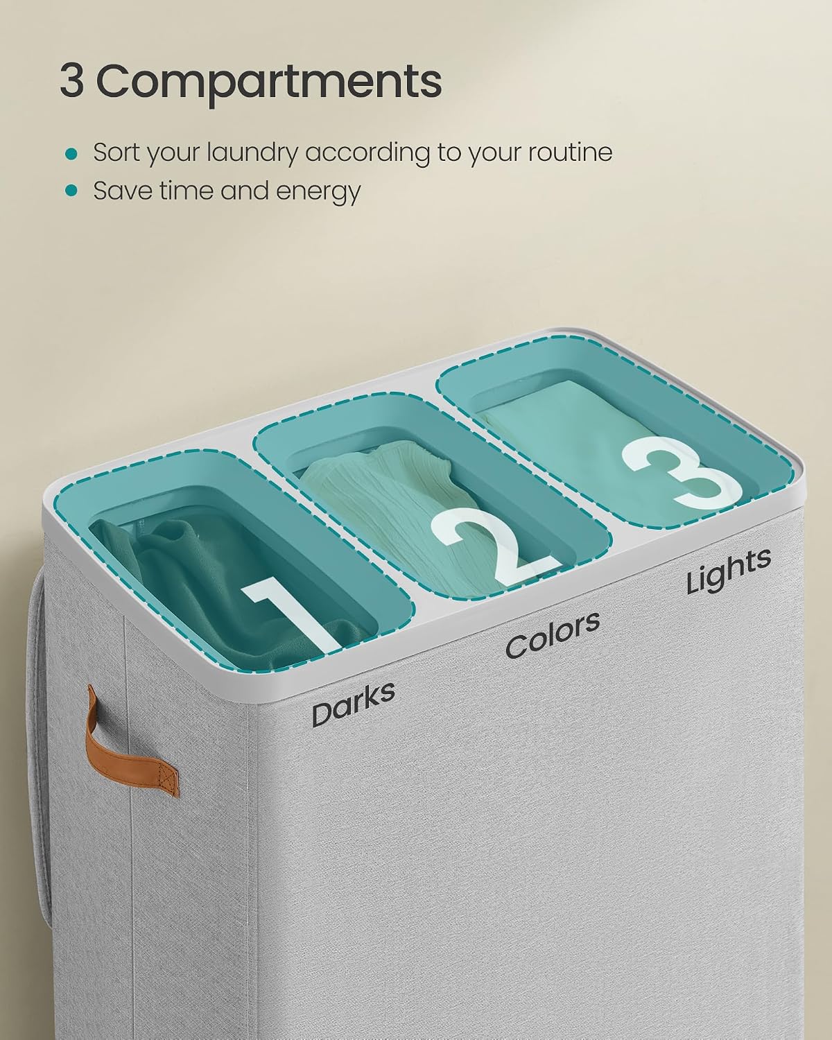 SONGMICS Laundry Basket, 100L Laundry Hamper with Lid, 1 Removable Bag