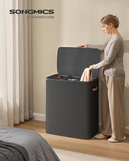 SONGMICS Laundry Basket, 100L Laundry Hamper with Lid, 1 Removable Bag