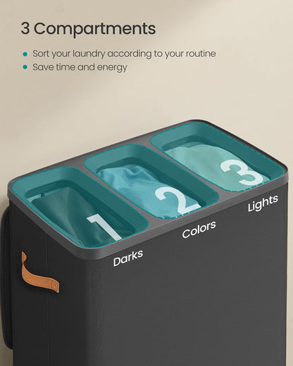 SONGMICS Laundry Basket, 100L Laundry Hamper with Lid, 1 Removable Bag
