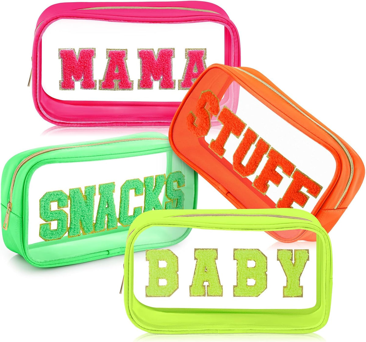 4 Pcs Mama and Baby Toiletry Bag Diaper Bags, Fresh Color