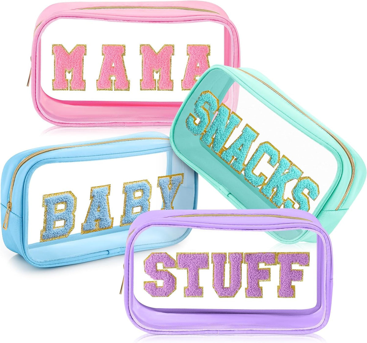 4 Pcs Mama and Baby Toiletry Bag Diaper Bags, Fresh Color