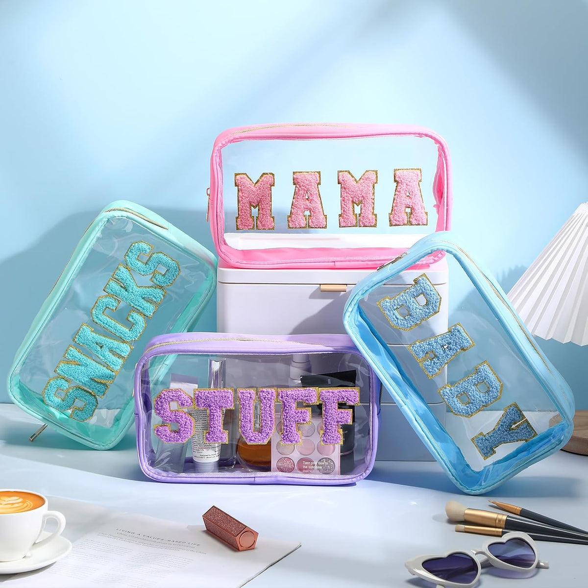 4 Pcs Mama and Baby Toiletry Bag Diaper Bags, Fresh Color