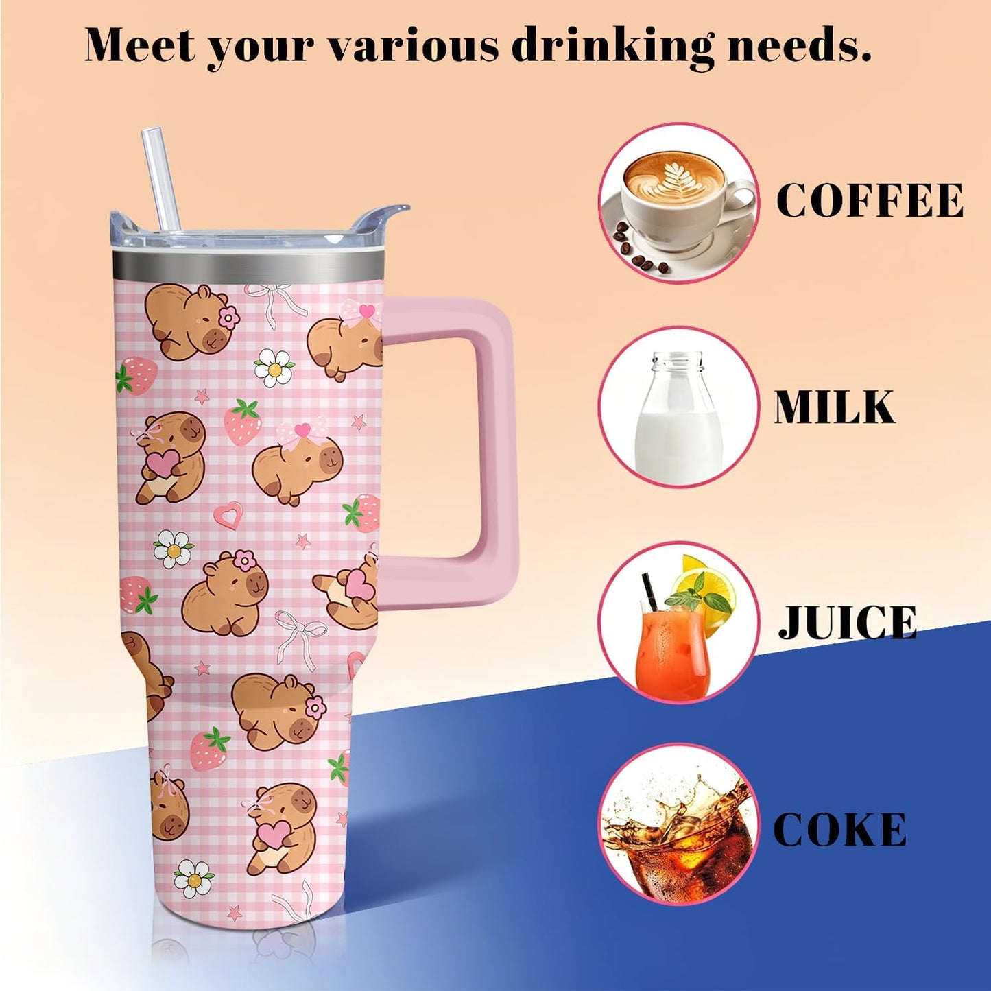 40oz Book Tumbler with Handle and Straw, Book lovers Gifts for Women, Bookish Stainless Steel Travel Mug Water Bottle for Readers, Librarians, Bookaholics, Bookworms, Vacuum Insulated Cup with Lid
