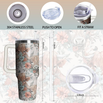 40oz Book Tumbler with Handle and Straw, Book lovers Gifts for Women, Bookish Stainless Steel Travel Mug Water Bottle for Readers, Librarians, Bookaholics, Bookworms, Vacuum Insulated Cup with Lid