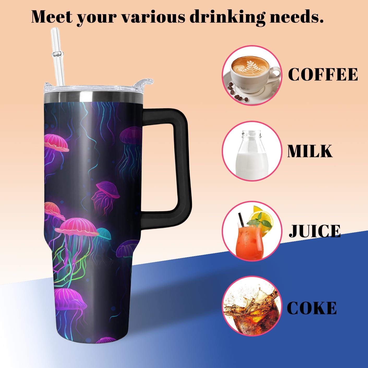 40oz Book Tumbler with Handle and Straw, Book lovers Gifts for Women, Bookish Stainless Steel Travel Mug Water Bottle for Readers, Librarians, Bookaholics, Bookworms, Vacuum Insulated Cup with Lid