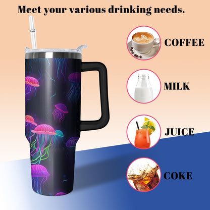 40oz Book Tumbler with Handle and Straw, Book lovers Gifts for Women, Bookish Stainless Steel Travel Mug Water Bottle for Readers, Librarians, Bookaholics, Bookworms, Vacuum Insulated Cup with Lid