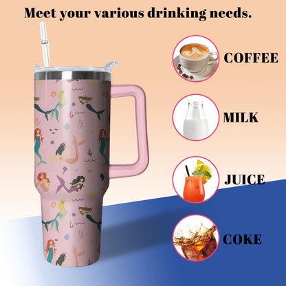 40oz Book Tumbler with Handle and Straw, Book lovers Gifts for Women, Bookish Stainless Steel Travel Mug Water Bottle for Readers, Librarians, Bookaholics, Bookworms, Vacuum Insulated Cup with Lid