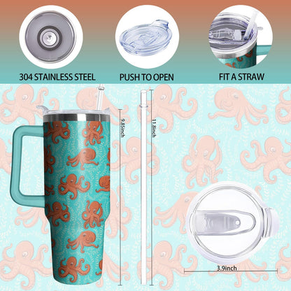 40oz Book Tumbler with Handle and Straw, Book lovers Gifts for Women, Bookish Stainless Steel Travel Mug Water Bottle for Readers, Librarians, Bookaholics, Bookworms, Vacuum Insulated Cup with Lid