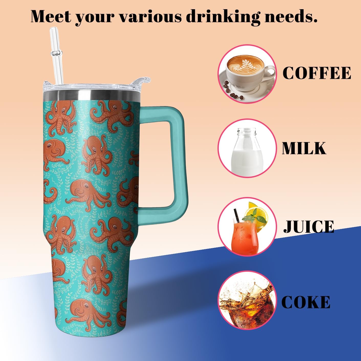 40oz Book Tumbler with Handle and Straw, Book lovers Gifts for Women, Bookish Stainless Steel Travel Mug Water Bottle for Readers, Librarians, Bookaholics, Bookworms, Vacuum Insulated Cup with Lid