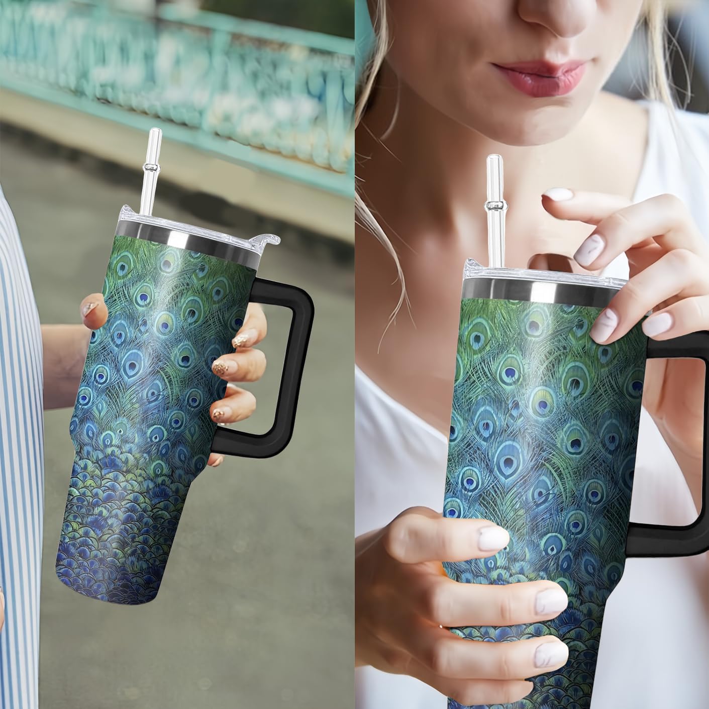40oz Book Tumbler with Handle and Straw, Book lovers Gifts for Women, Bookish Stainless Steel Travel Mug Water Bottle for Readers, Librarians, Bookaholics, Bookworms, Vacuum Insulated Cup with Lid