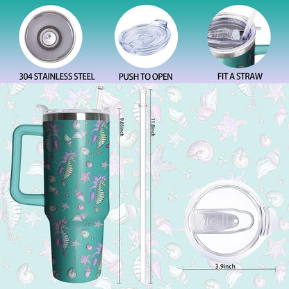 40oz Book Tumbler with Handle and Straw, Book lovers Gifts for Women, Bookish Stainless Steel Travel Mug Water Bottle for Readers, Librarians, Bookaholics, Bookworms, Vacuum Insulated Cup with Lid