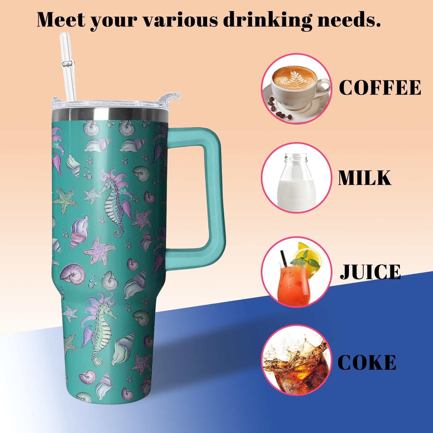 40oz Book Tumbler with Handle and Straw, Book lovers Gifts for Women, Bookish Stainless Steel Travel Mug Water Bottle for Readers, Librarians, Bookaholics, Bookworms, Vacuum Insulated Cup with Lid