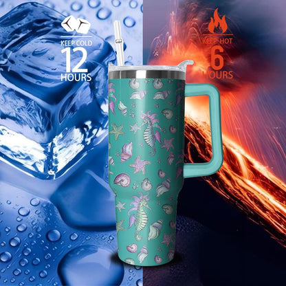 40oz Book Tumbler with Handle and Straw, Book lovers Gifts for Women, Bookish Stainless Steel Travel Mug Water Bottle for Readers, Librarians, Bookaholics, Bookworms, Vacuum Insulated Cup with Lid