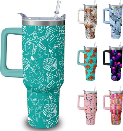 40oz Book Tumbler with Handle and Straw, Book lovers Gifts for Women, Bookish Stainless Steel Travel Mug Water Bottle for Readers, Librarians, Bookaholics, Bookworms, Vacuum Insulated Cup with Lid