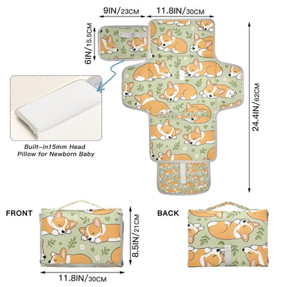 Stumpy Dogs Print Portable Diaper Changing Pad for Camping