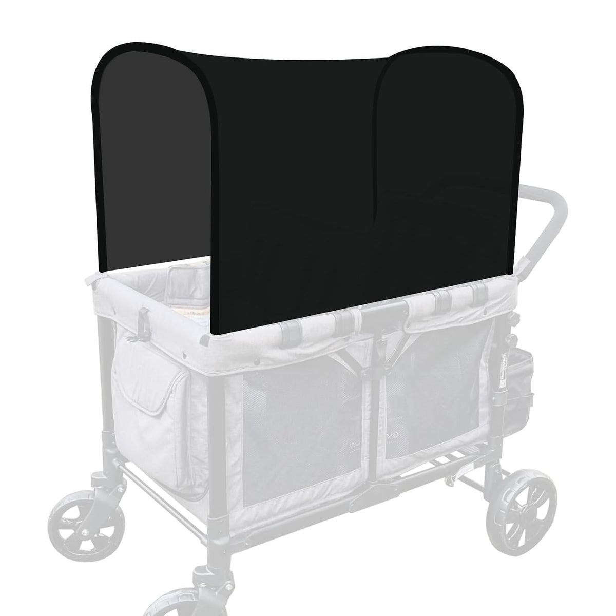 Stretchy Panoramic Canopy Compatible with Wonderfold Stroller Wagons W2/W4 All Model,UPF50+ Fabric Sun Shade and Protection for Riders(Black)