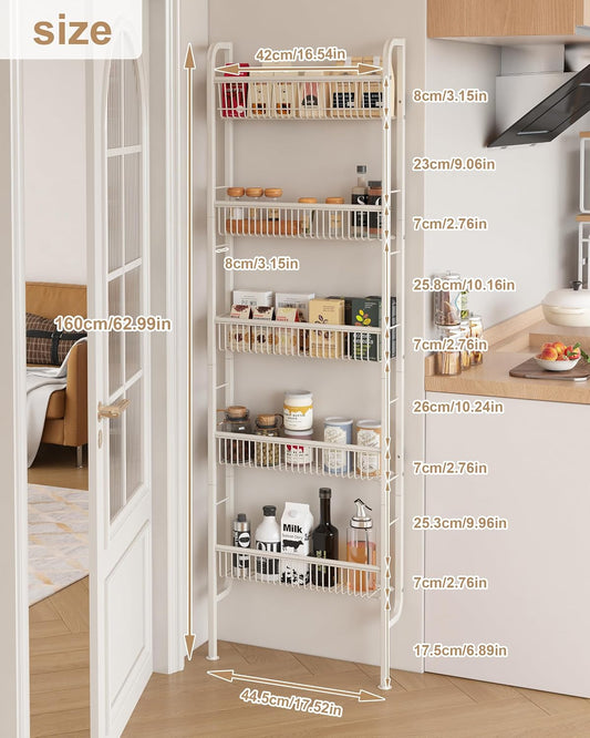 UMDONX Narrow 5-Tier Behind-the-Door Bathroom Storage Rack