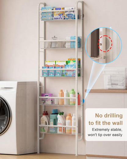 UMDONX Narrow 5-Tier Behind-the-Door Bathroom Storage Rack