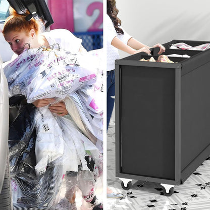 Laundry Hamper Laundry Basket with 3 Section Pull-Out Rolling Bags, Laundry Sorter for Organization and Storage with 2 Pull-Out Drawers for Laundry Room, Bathroom, Bedroom Use (Black)