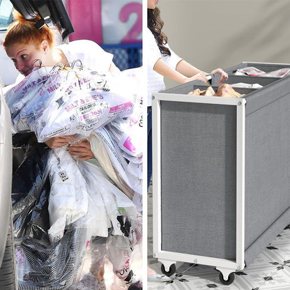 Laundry Hamper Laundry Basket with 3 Section Pull-Out Rolling Bags, Laundry Sorter for Organization and Storage with 2 Pull-Out Drawers for Laundry Room, Bathroom, Bedroom Use (Black)