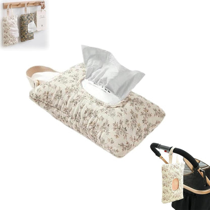 Floral Quilted Baby Wipe Holder Pouch with Hanging Strap
