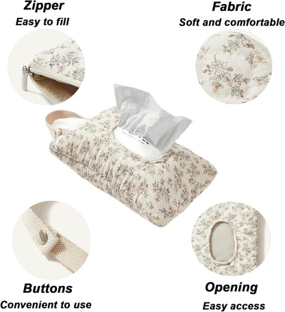 Floral Quilted Baby Wipe Holder Pouch with Hanging Strap