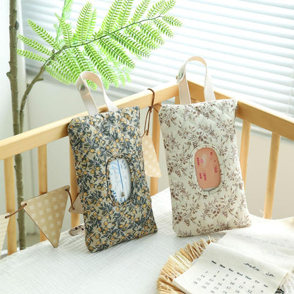 Floral Quilted Baby Wipe Holder Pouch with Hanging Strap