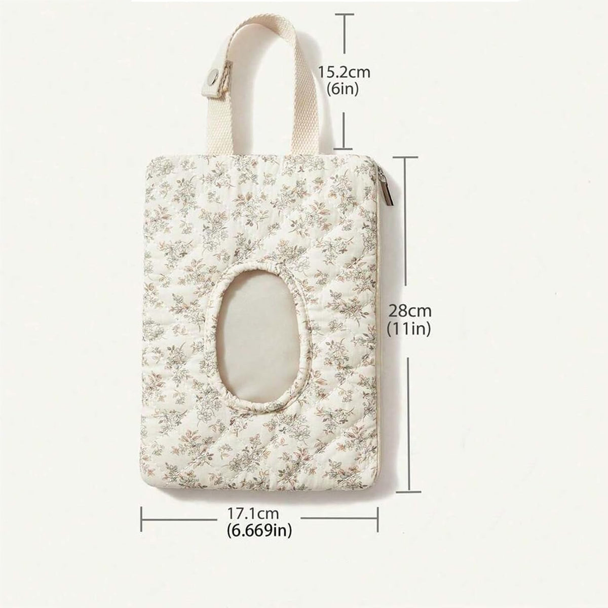 Floral Quilted Baby Wipe Holder Pouch with Hanging Strap